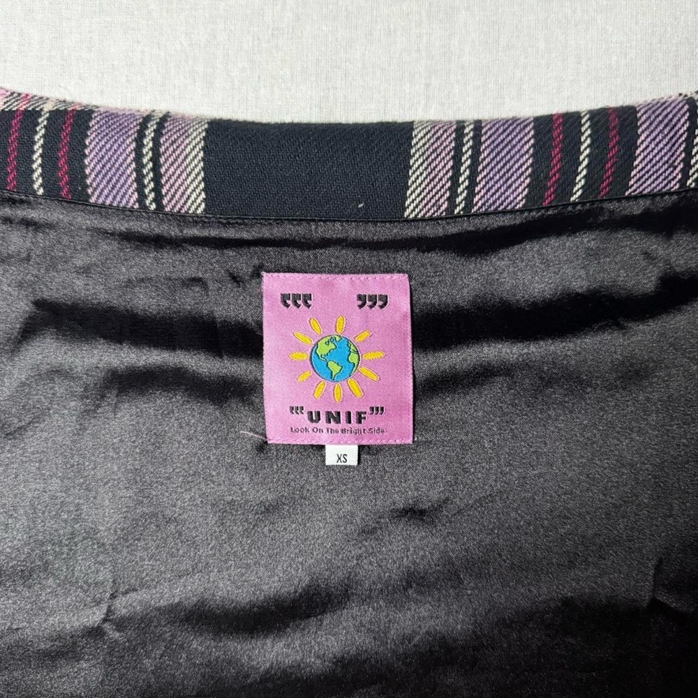 Size XS Unif Witz Pink & Black Plaid Wrap Mini Skirt - Picture 8 of 13